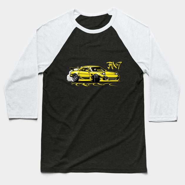 Mazda RX7 Drift Baseball T-Shirt by JDMAPEX